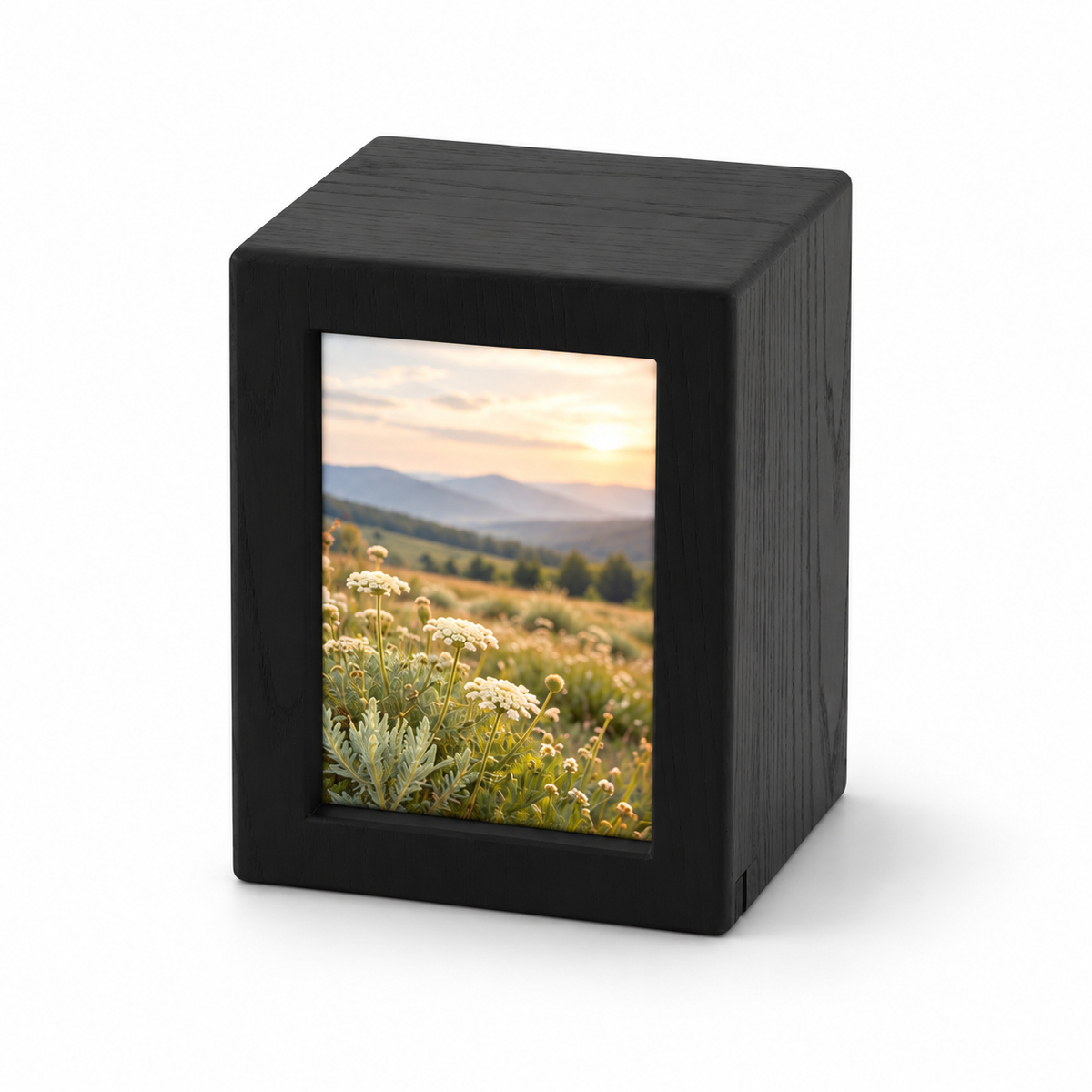 Woodgrain Finish MDF Black Photo Cremation Urn - 85 cubic inch
