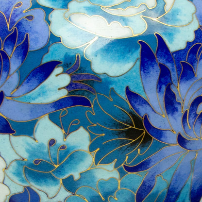 Floral Blue Cloisonne Cremation Urn - Large