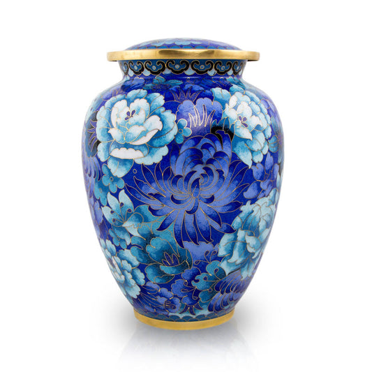 Cloisonné Blue Cremation Urn - Large