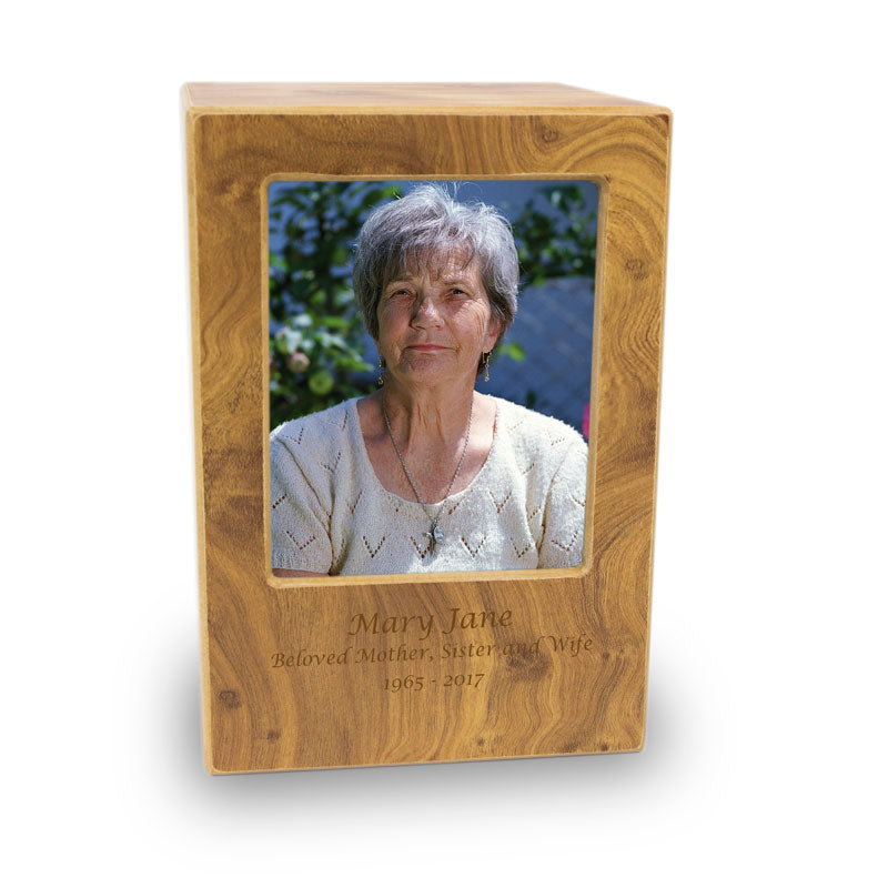 Natural MDF Photo Cremation Urn - 200 CI