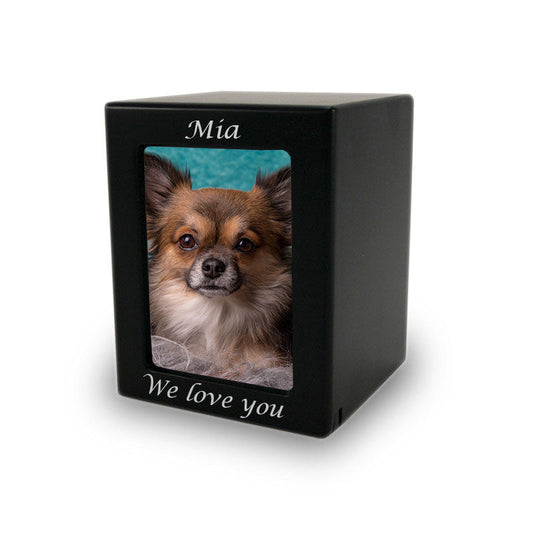 Black MDF Cremation Photo Urn - Extra Small