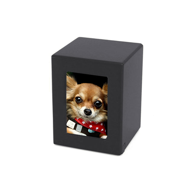 Graphite Finish MDF Photo Cremation Urn - Extra Small