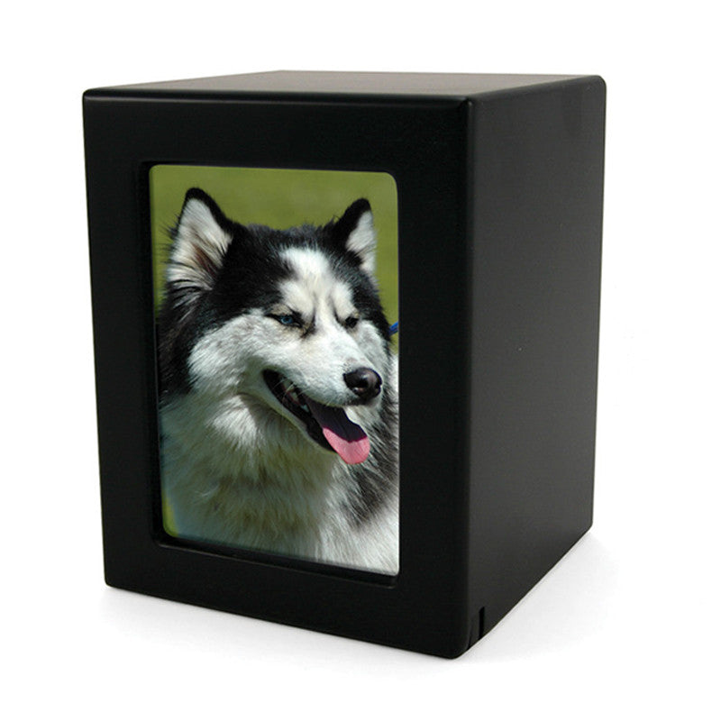 Black MDF Cremation Photo Urn  - Medium