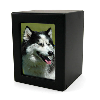 Black MDF Cremation Photo Urn  - Medium
