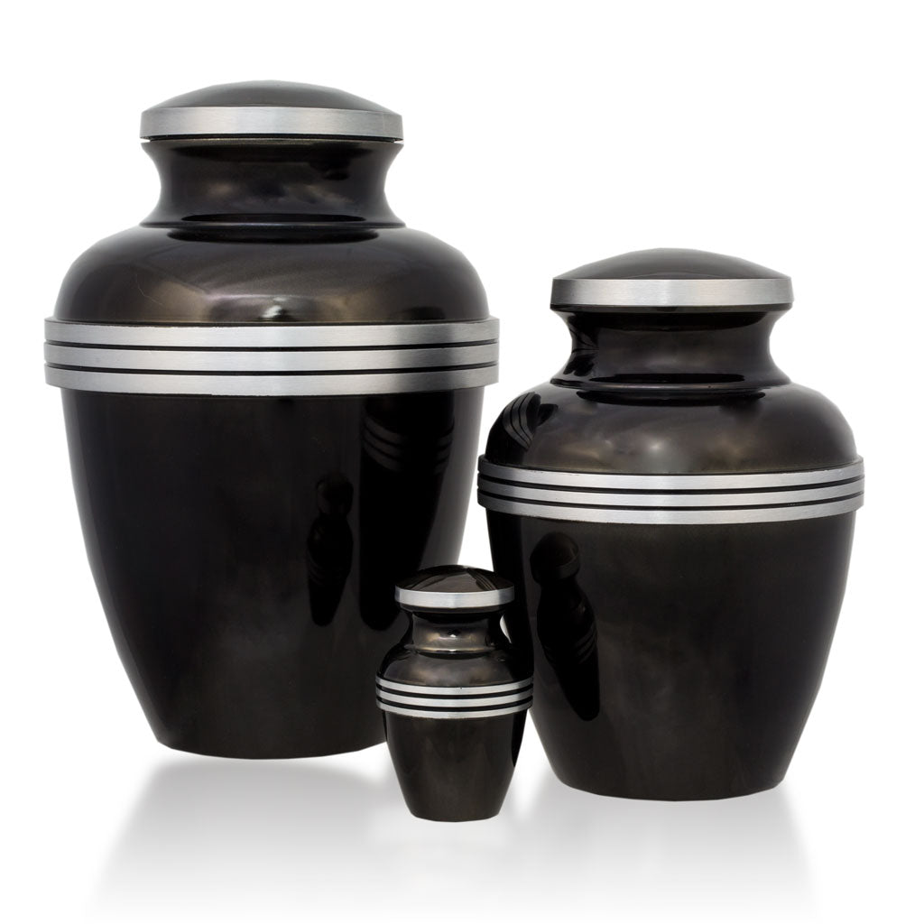 Dark Slate Banded Cremation Urn - Medium