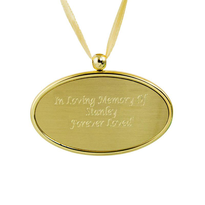 Gold Oval Pendant with Engraving - 1.6" H x 2.6" W