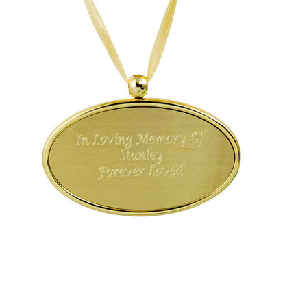 Gold Oval Pendant with Engraving - 1.6" H x 2.6" W