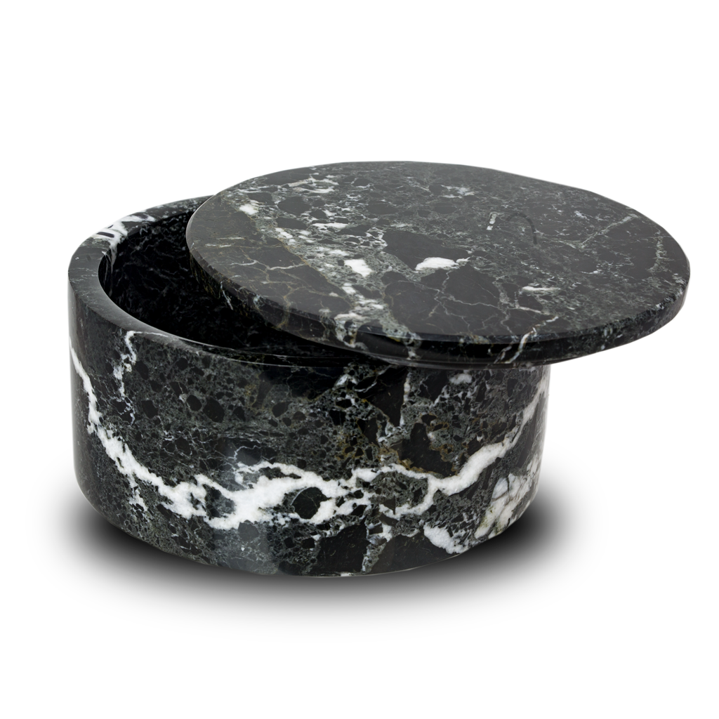 Noire Marble Circular Cremation Urn - Keepsake Box