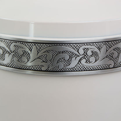 White Cremation Urn with Floral Band