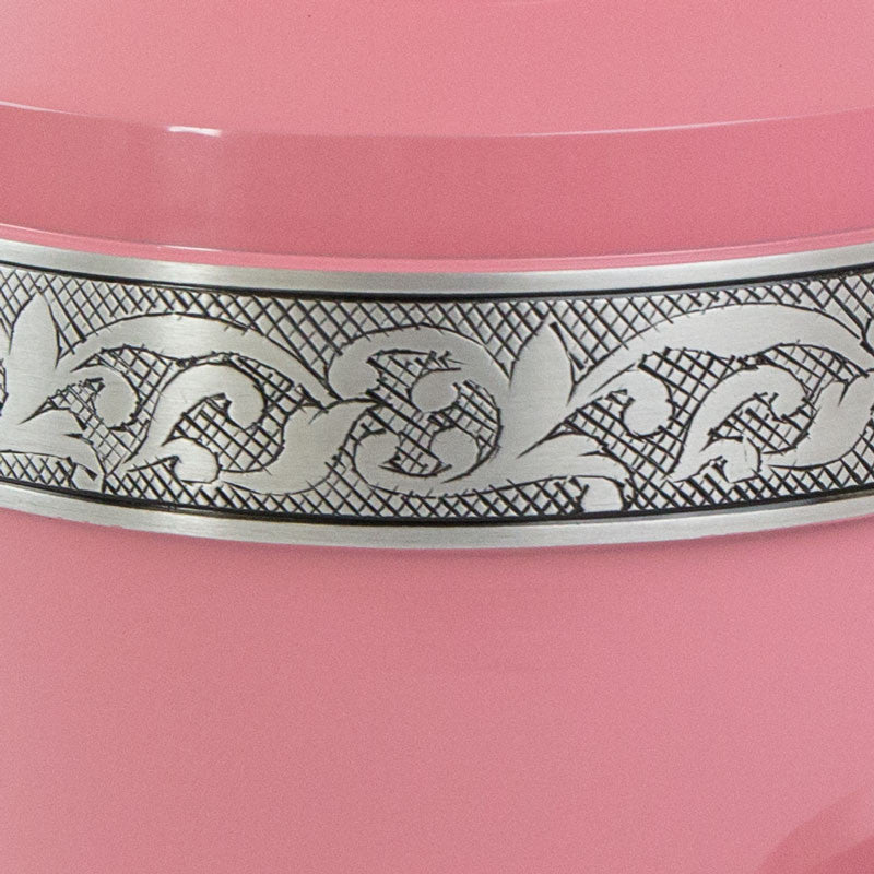 Pink Cremation Urn with Floral Band