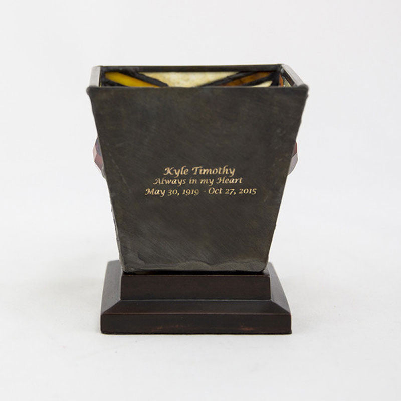 Red Rose Stained Glass Cremation Candle Keepsake