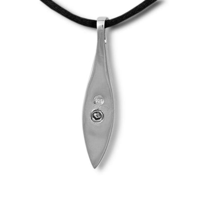Diamond Tear Drop Sterling Silver Cremation Pendant
