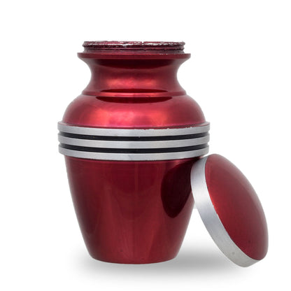 Red Pewter-Banded Cremation Urn - Keepsake