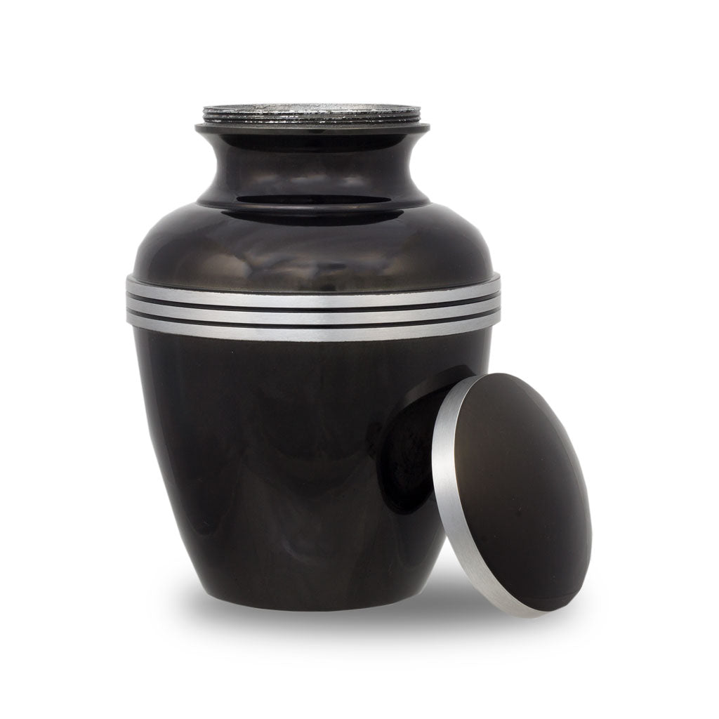 Dark Slate Banded Cremation Urn - Medium
